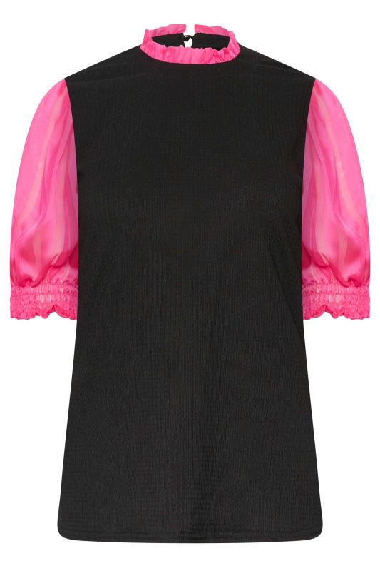 M&Co Black & Pink Contrast Sleeve Blouse | M&Co 6