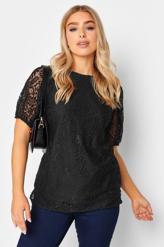 M&Co Black Lace Puff Sleeve Blouse | M&Co  1