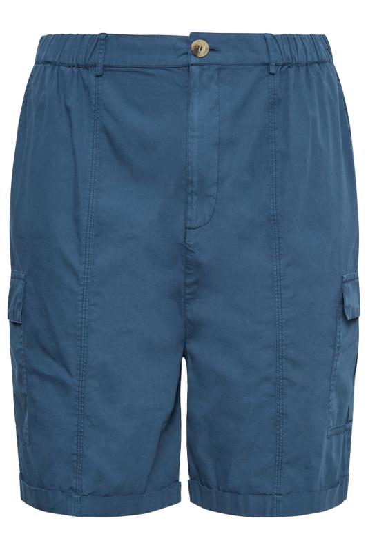 YOURS Curve Plus Size Navy Blue Cargo Shorts | Yours Clothing  5