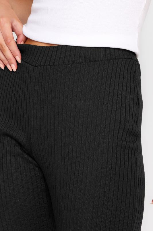 Petite Black Ribbed Slim Leg Trousers | PixieGirl 4
