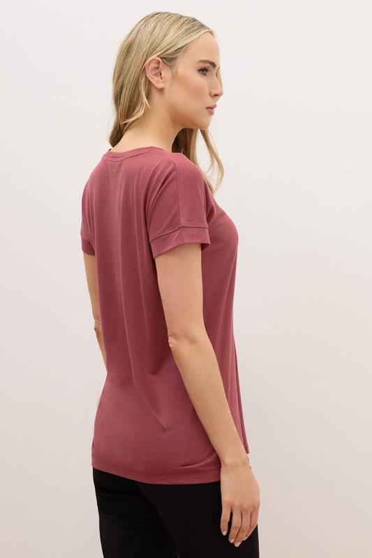 LTS PREMIUM Tall Coral Pink V-Neck Modal T-Shirts | Long Tall Sally 2
