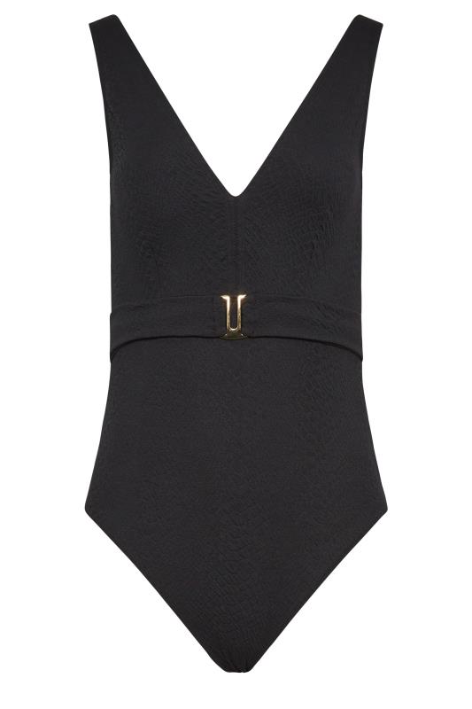 LTS Tall Black Textured Belt Swimsuit | Long Tall Sally 7