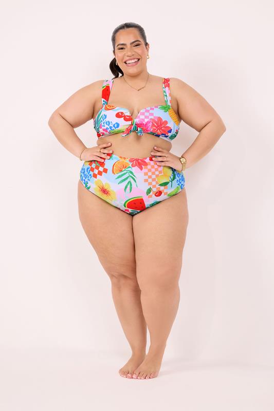 YOURS Plus Size Pink Mixed Tropical Wired Bikini Top | Yours Clothing 1
