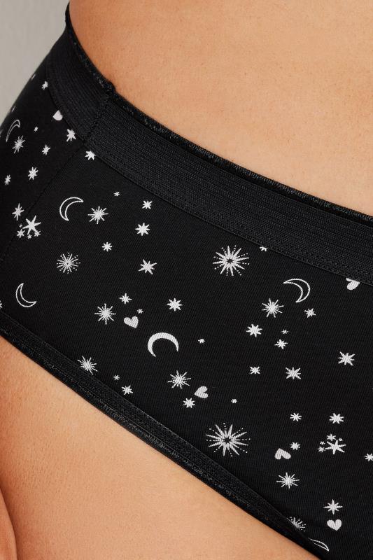 YOURSET 5 PACK Plus Size Black & Pink Star Print High Leg Knickers | Yours Clothing  5
