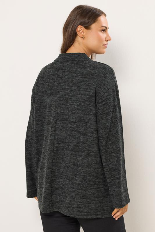 YOURS Plus Size Charcoal Grey Soft Touch Collared Jumper | Yours Clothing 2