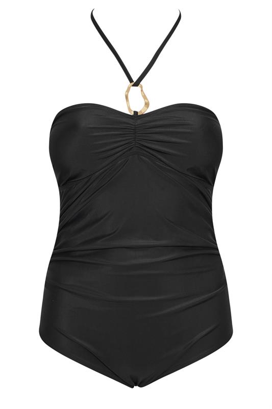 BUMP IT UP MATERNITY Plus Size Black Buckle Halterneck Swimsuit | Yours Clothing 8