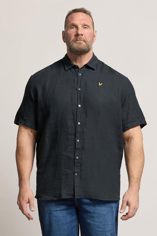 Lyle & Scott Big & Tall Navy Blue Linen Shirt | BadRhino 1