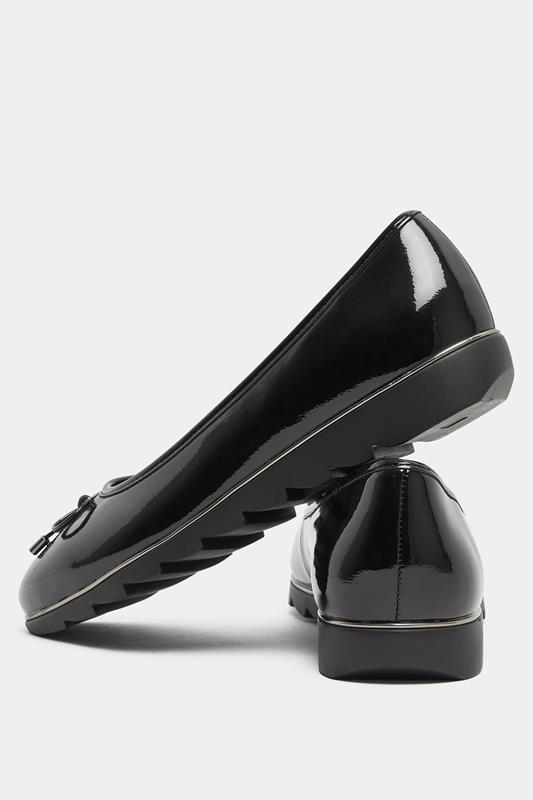Black Patent Ballet Pumps In Wide E Fit | Yours Clothing 5
