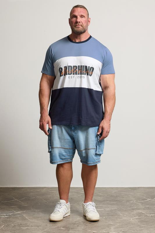 BadRhino Big & Tall Blue Cut & Sew Scripted T-Shirt | BadRhino 1