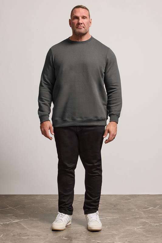 BadRhino Big & Tall Grey Premium Crew Neck Sweatshirt | BadRhino 1