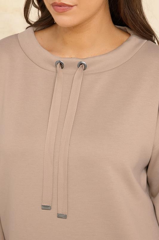EVANS Plus Size Natural Brown Luxe Zip Detail Sweatshirt | Evans  4