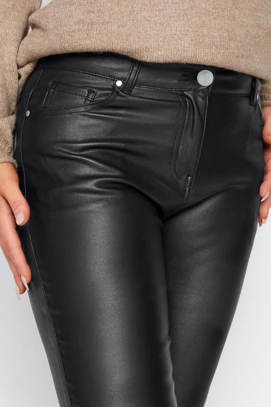 Super High Waisted Black Coated Modern Straight Jeans