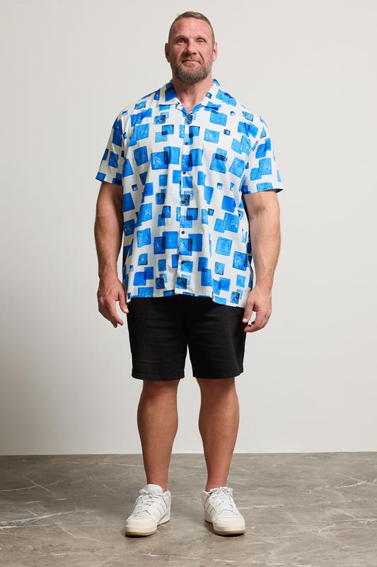 BadRhino BIg & Tall White Square Print Peached Short Sleeve Shirt | BadRhino 2