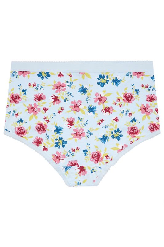 YOURS 5 PACK Plus Size Blue & Pink Floral Full Briefs | Yours Clothing 8