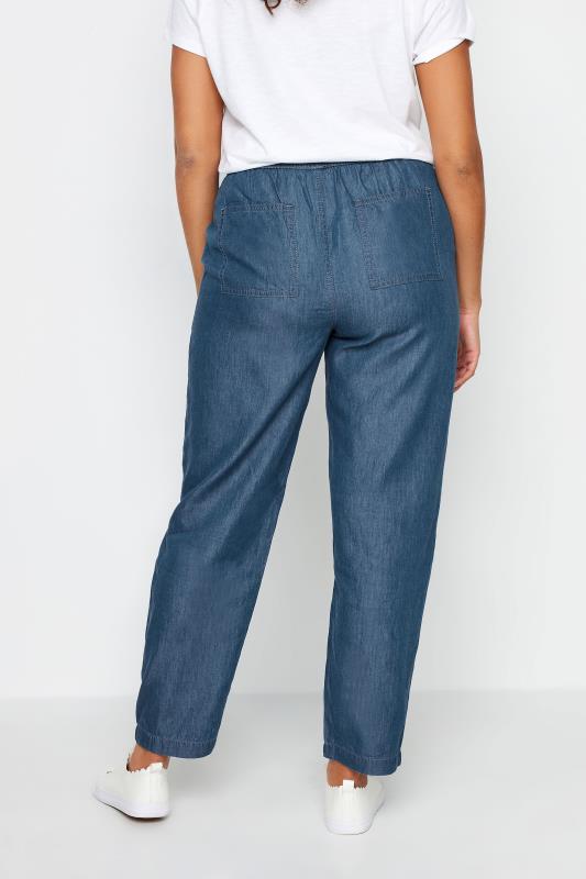 M&Co Blue Dark Wash Tencel Denim Cropped Trousers | M&Co 3