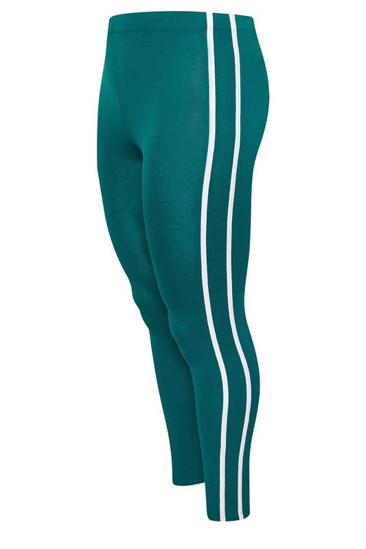 YOURS ACTIVE Plus Size Teal Green Side Stripe Leggings | Yours Clothing 6