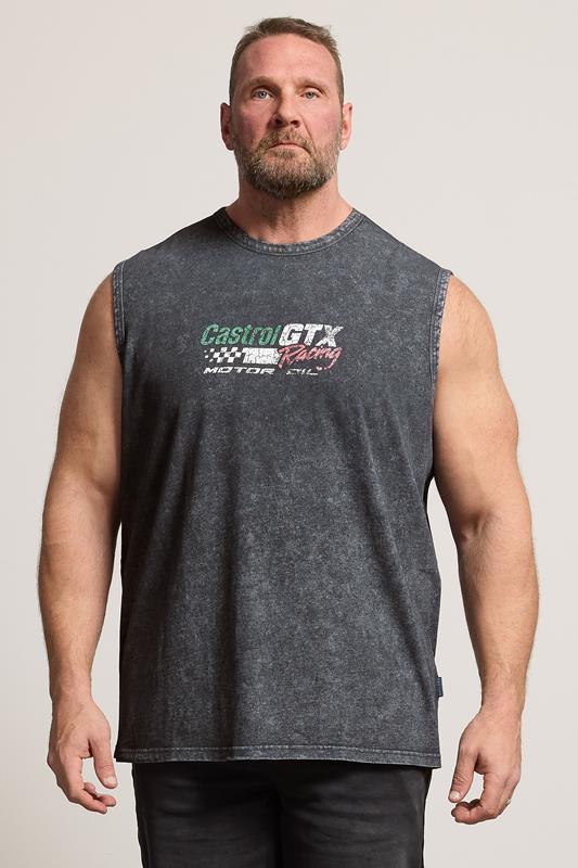 BadRhino Big & Tall Black Acid Wash 'Castrol' Graphic Vest | BadRhino 2