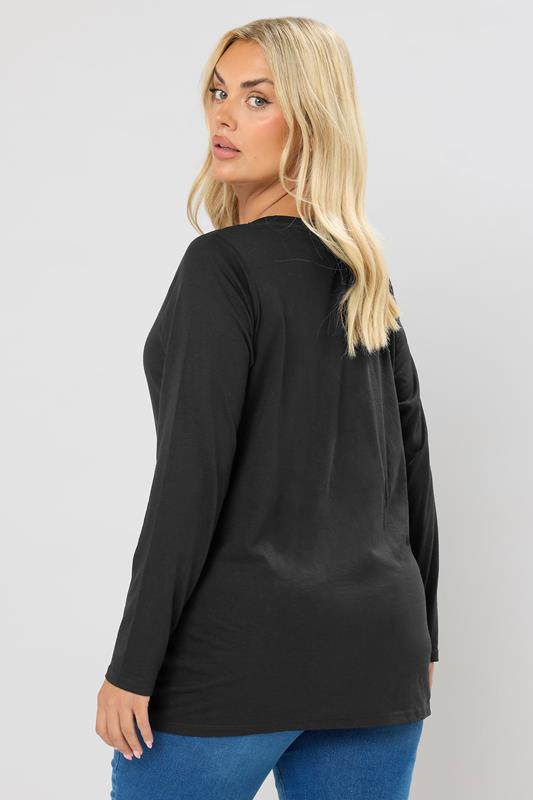Plus Size Black Long Sleeve T-Shirt | Yours Clothing 2