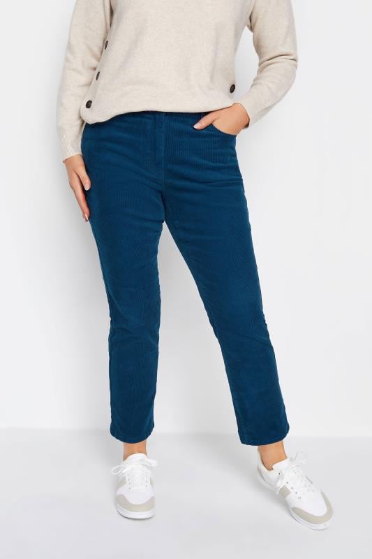 M&Co Petite Teal Blue Straight Leg Cord Trousers  1