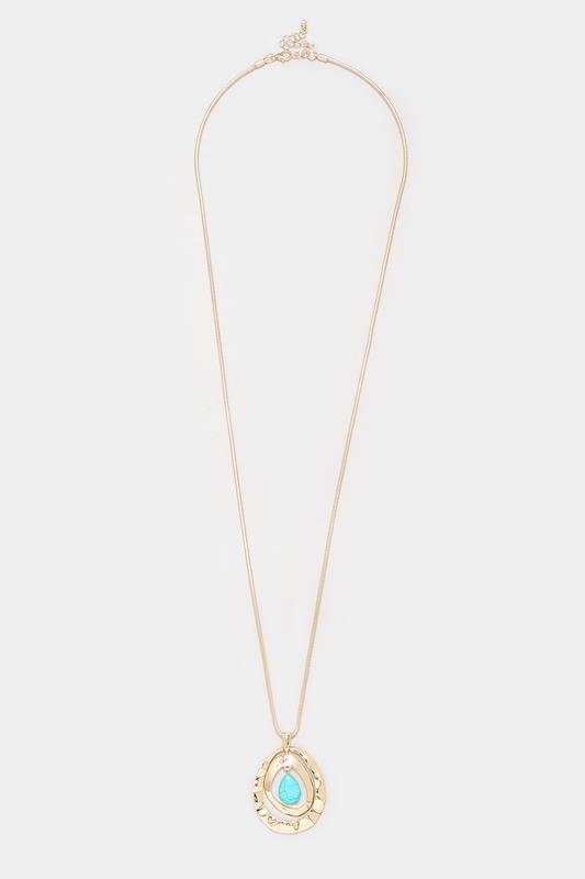  Yours Gold Tone Stone Detail Circle Long Necklace