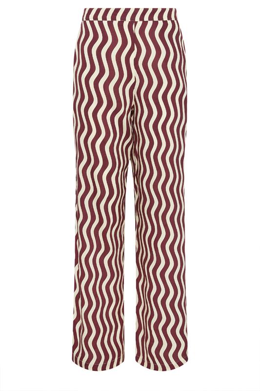 LTS Tall Burgundy Red Wavy Print Wide Leg Trousers | Long Tall Sally 5