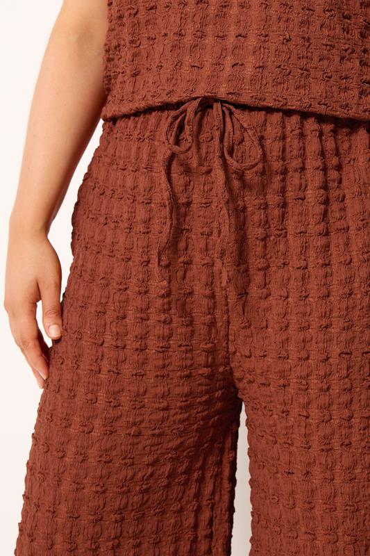 YOURS Plus Size Rust Orange Bubble Textured Cropped Trousers | Yours Clothing 4