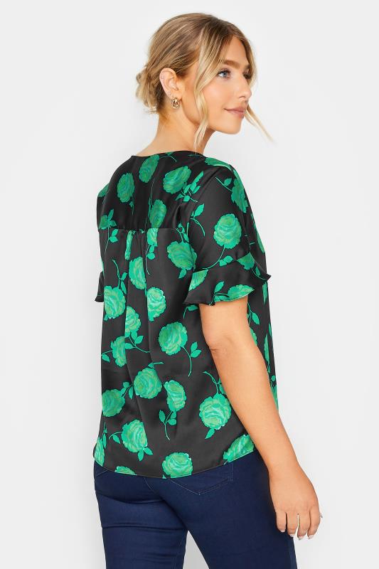 M&Co Black & Green Floral Print Frill Sleeve Blouse | M&Co