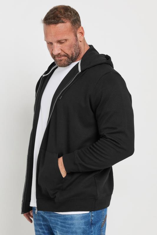 BadRhino Big & Tall Black Zip Through Diamond Quilted Hoodie
