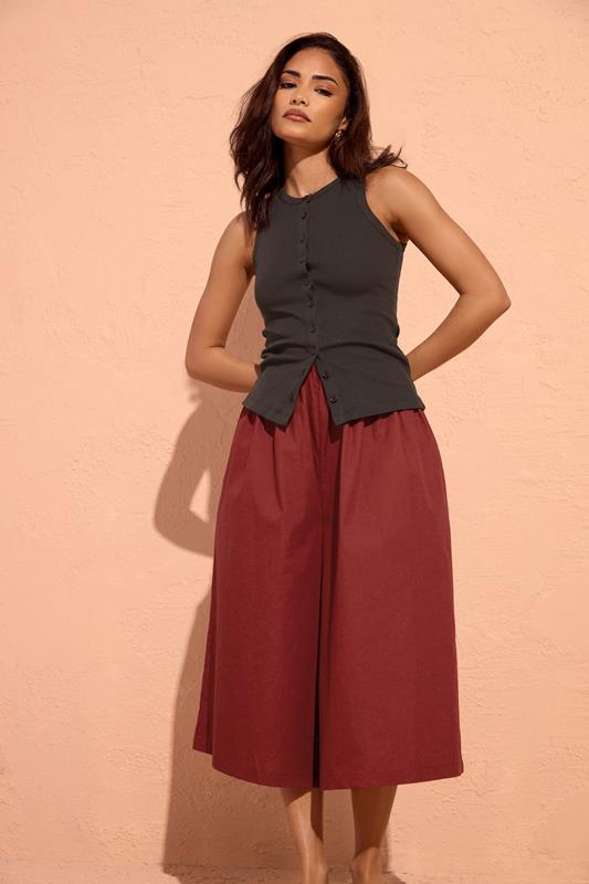 PixieGirl Petite Red Cotton Poplin Culottes