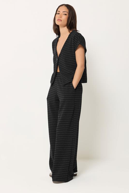  PixieGirl Petite Set Black Striped Button Top & Wide Leg Trousers