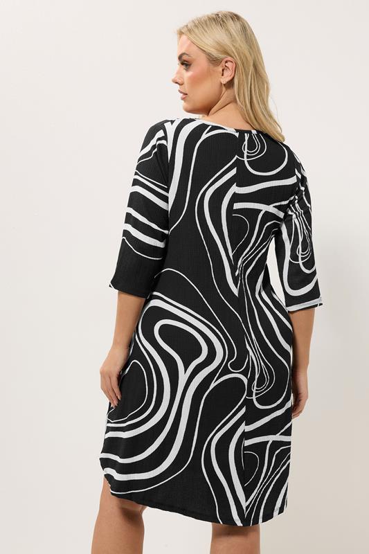 YOURS Plus Size Black Abstract Swirl Tunic Dress | Yours Clothing 2