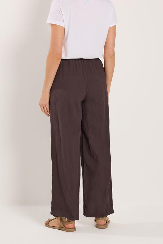 LTS Tall Women's Chocolate Brown Textured Cotton Balloon Trousers | Long Tall Sally 2