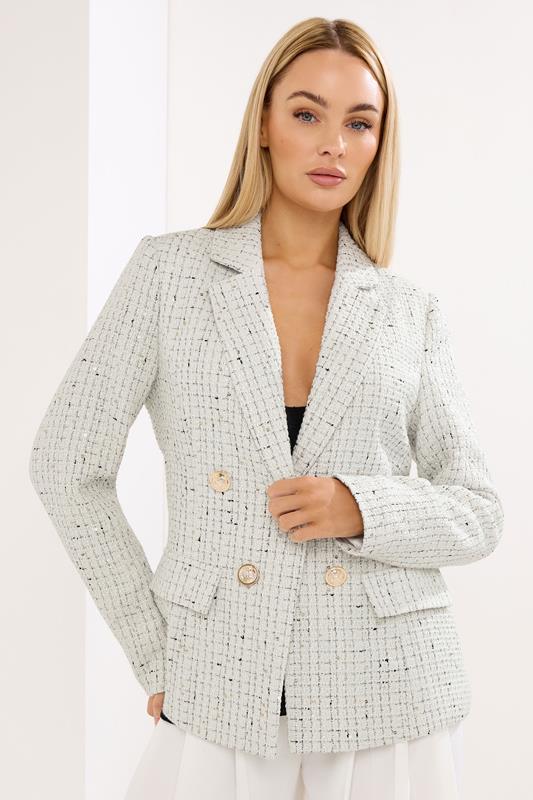  STAR White Boucle Checked Blazer