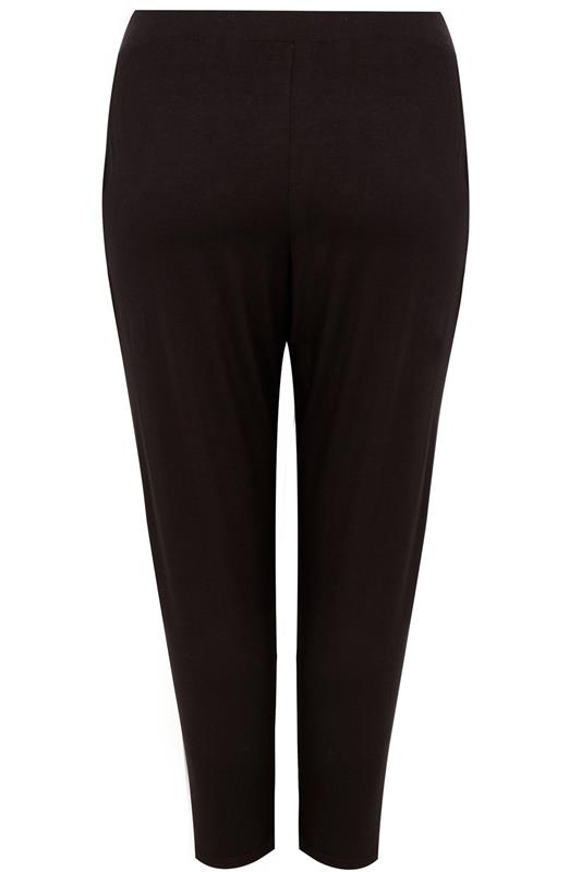 Plus Size Black Double Pleat Jersey Stretch Joggers | Yours Clothing 6