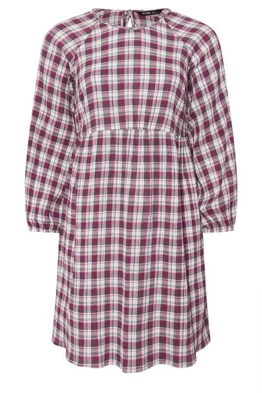 YOURS Plus Size Pink Check Textured Smock Dress | Yours Clothing  5