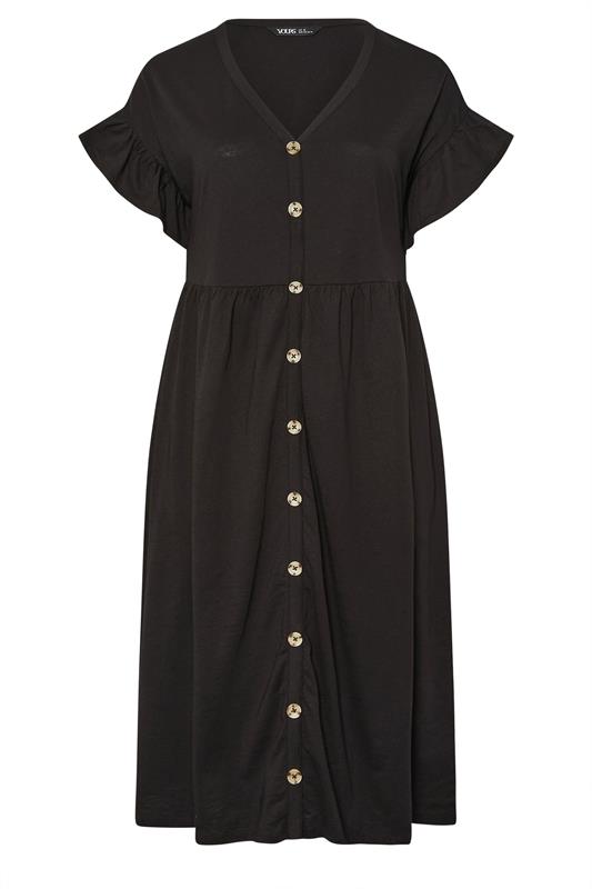 YOURS Plus Size Black Peplum Midi Dress | Yours Clothing 5