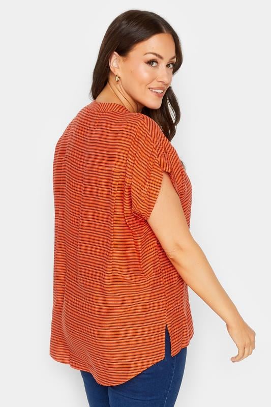 M&Co Women's Orange Stripe Grown On Sleeve Top | M&Co 3