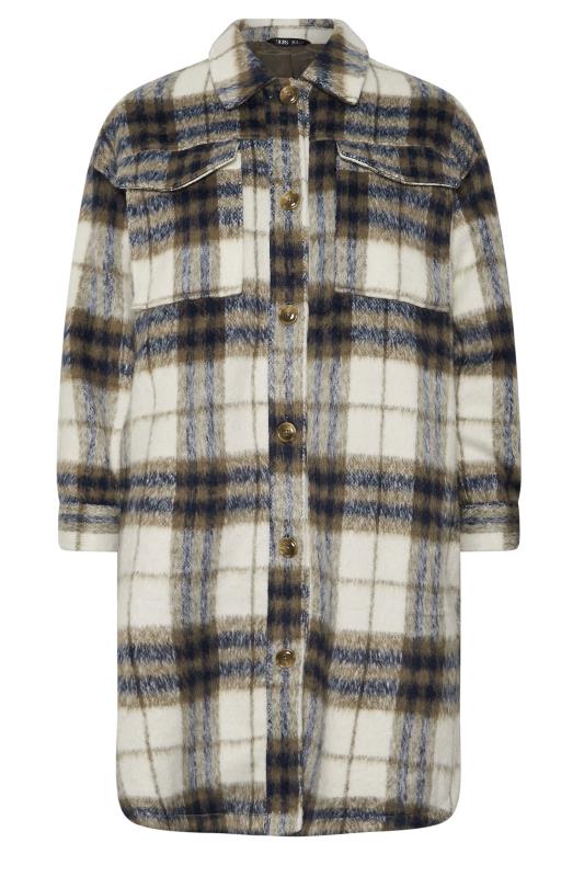 YOURS Plus Size Blue Check Print Longline Shacket | Yours Clothing 5