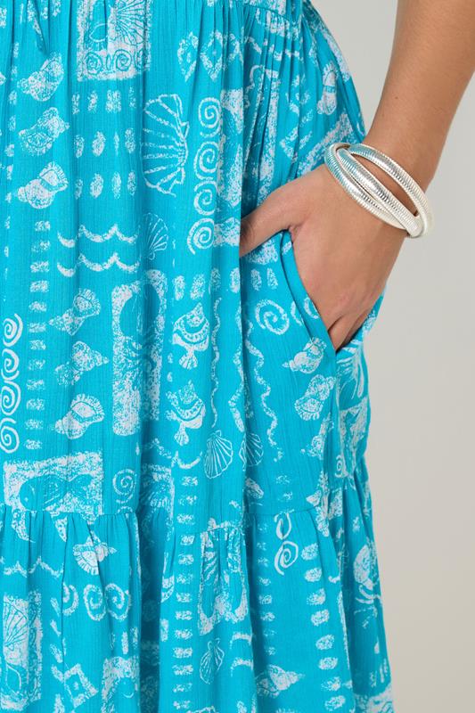 YOURS Plus Size Blue Mixed Shell Print Dress | Yours Clothing 6