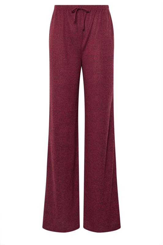 LTS Tall Burgundy Red Drawstring Wide Leg Trousers | Long Tall Sally 5