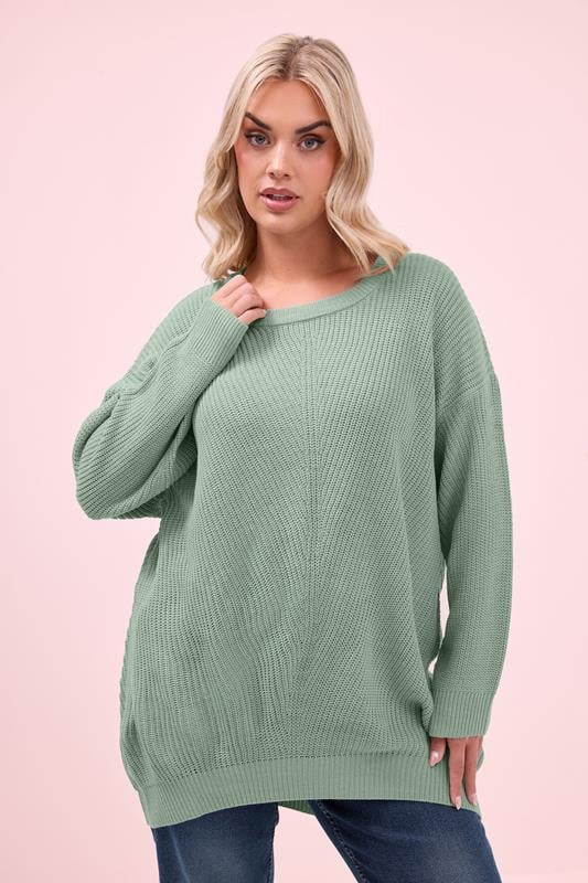 YOURS Curve Essential Mint Green Knitted Jumper