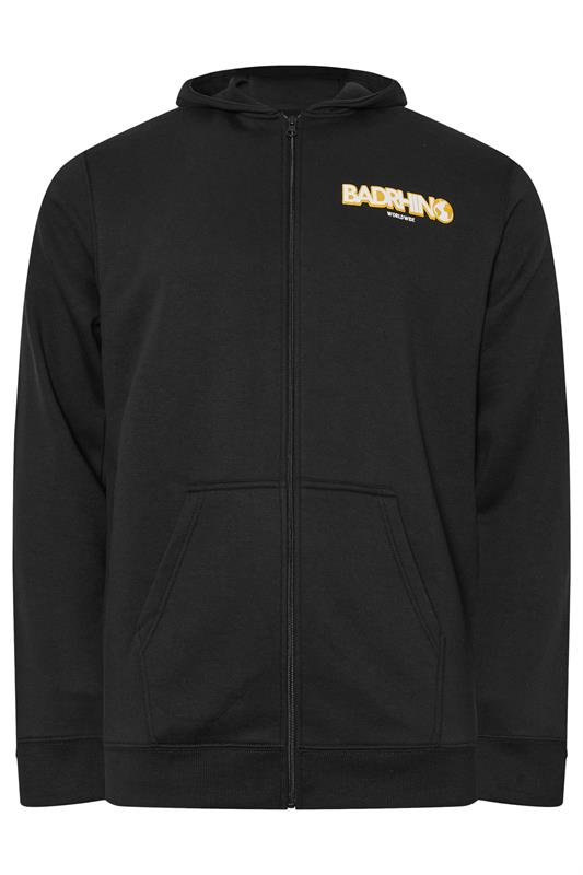 BadRhino Big & Tall Black Worldwide Map Zip Through Hoodie | BadRhino 6