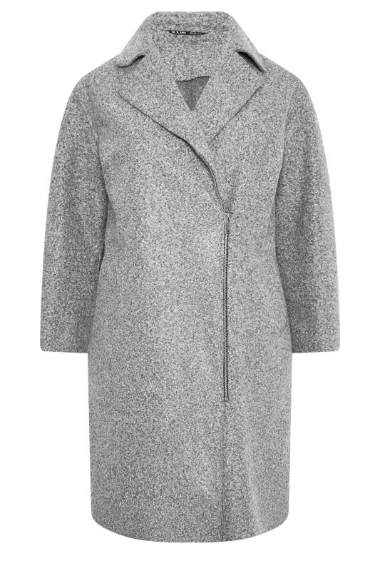 YOURS Curve Grey Boucle Biker Coat | Yours Clothing 6