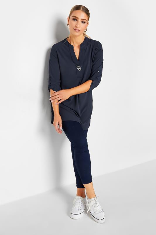 M&Co Navy Blue Long Sleeve Button Blouse | M&Co