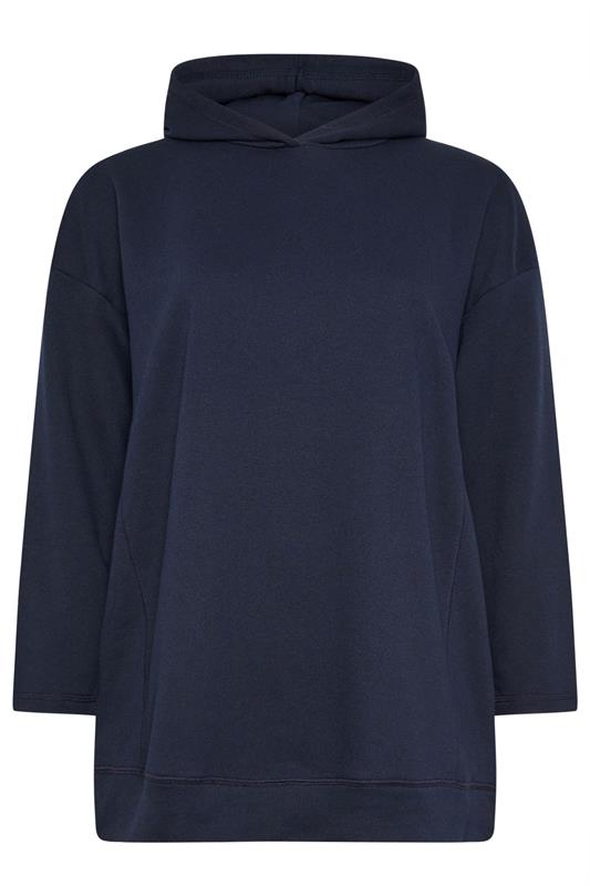 YOURS Plus Size Navy Blue Seam Detail Hoodie | Yours Clothing 5