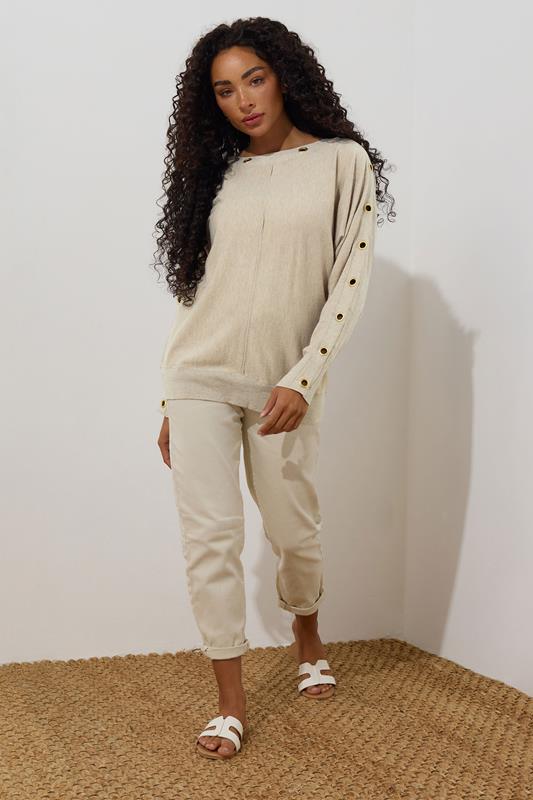 M&Co Petite Camel Brown Batwing Eyelet Jumper | M&Co 1
