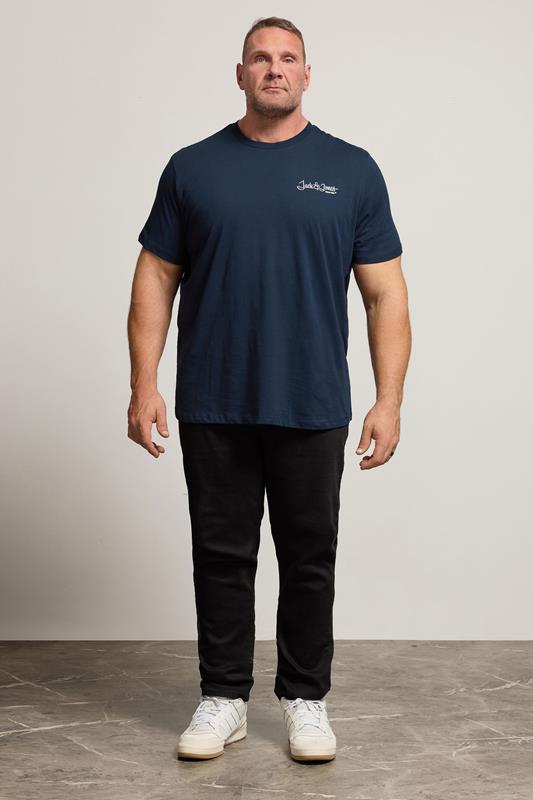 JACK & JONES Big & Tall Sky Captain Blue Back Print T-Shirt | BadRhino 1