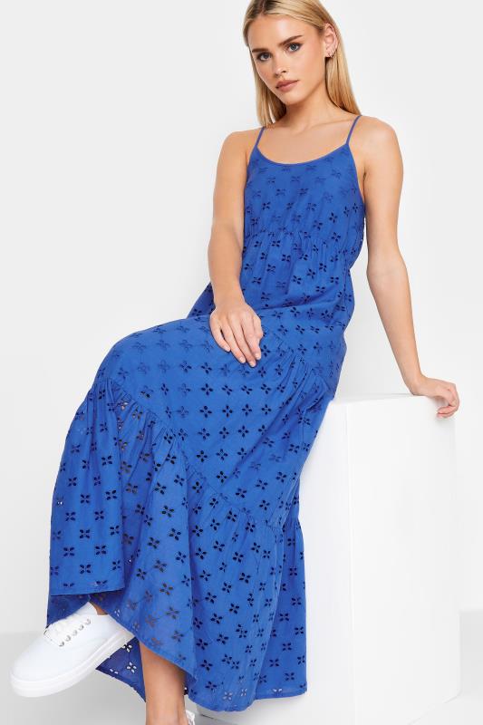 Petite Cobalt Blue Broderie Strap Maxi Dress | PixieGirl 5