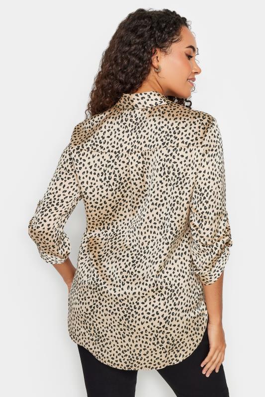M&Co Natural Brown Leopard Print Tab Satin Shirt | M&Co 3