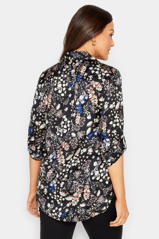 M&Co Black Floral Print Satin Shirt | M&Co 3